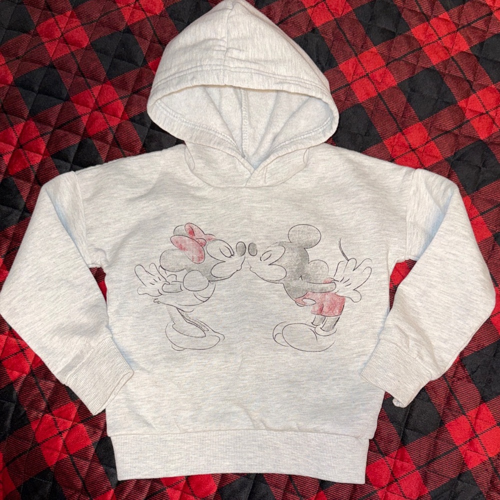 Disney Kids Light Gray Hoodie with Mickey and Minnie